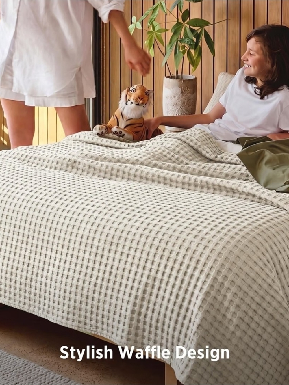 Bedsure Cooling Waffle Blanket for Hot Sleepers, Linen, King, 104" X 90"
50% cot